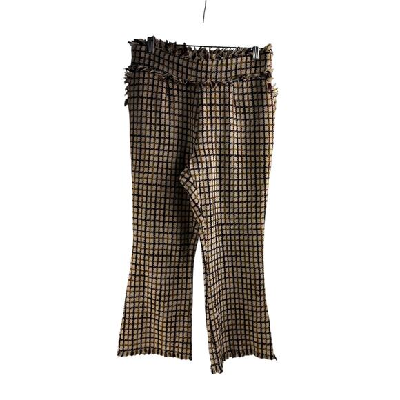 Lucca Tweed Fringe Plaid Classy Preppy Kick Flare Pants Women's Size XS - Picture 5 of 10